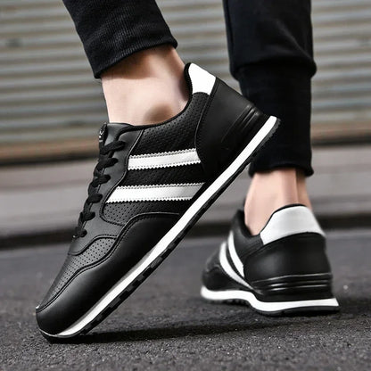 Jesienne buty sportowe męskie, płaskie buty do biegania, białe, trwałe, klasyczne buty casualowe, niskie, modne buty trekkingowe i do chodzenia