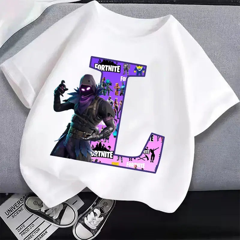 New Fortnites Kids T-shirts Cartoon Letter Graphic T-shirts Boys Girls Summer Casual Sports Short Sleeves Tops Children Clothing