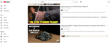 San Martin Grade 5 Titanium Watch SN0121TD PT5000/ST2130 Automatic Movement Watch 300M Waterproof Adjustable Clasp Wristwatch