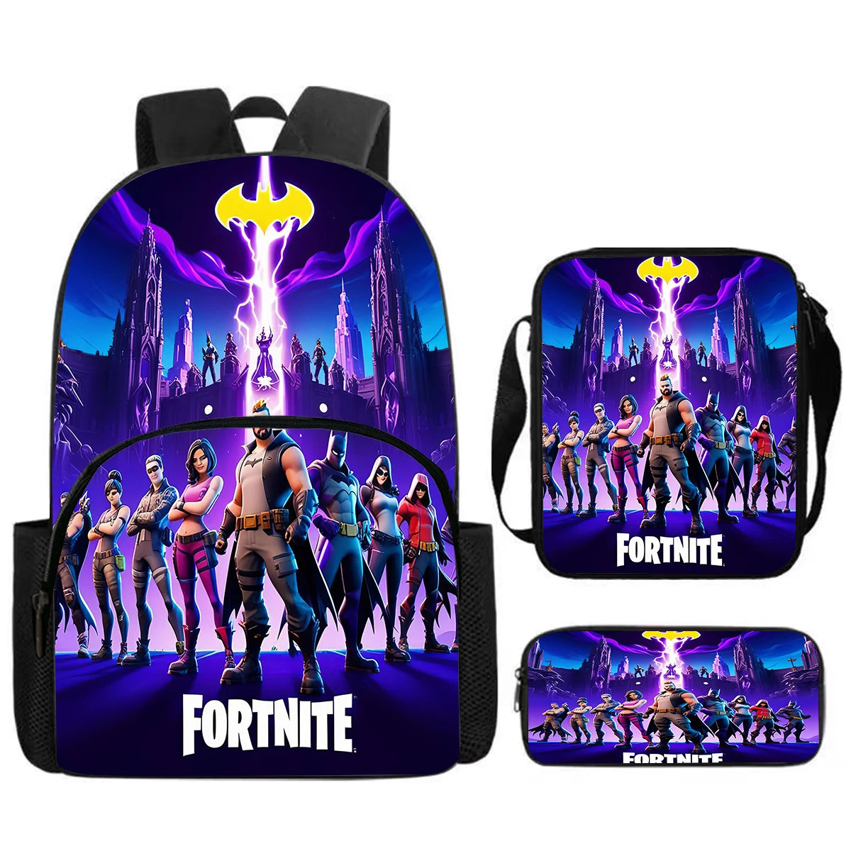 Fortnite 3Pcs Bag Set, Backpack with Front Pocket, Crossbody Bag and Pencil Case,  Boys girls The best gift for children