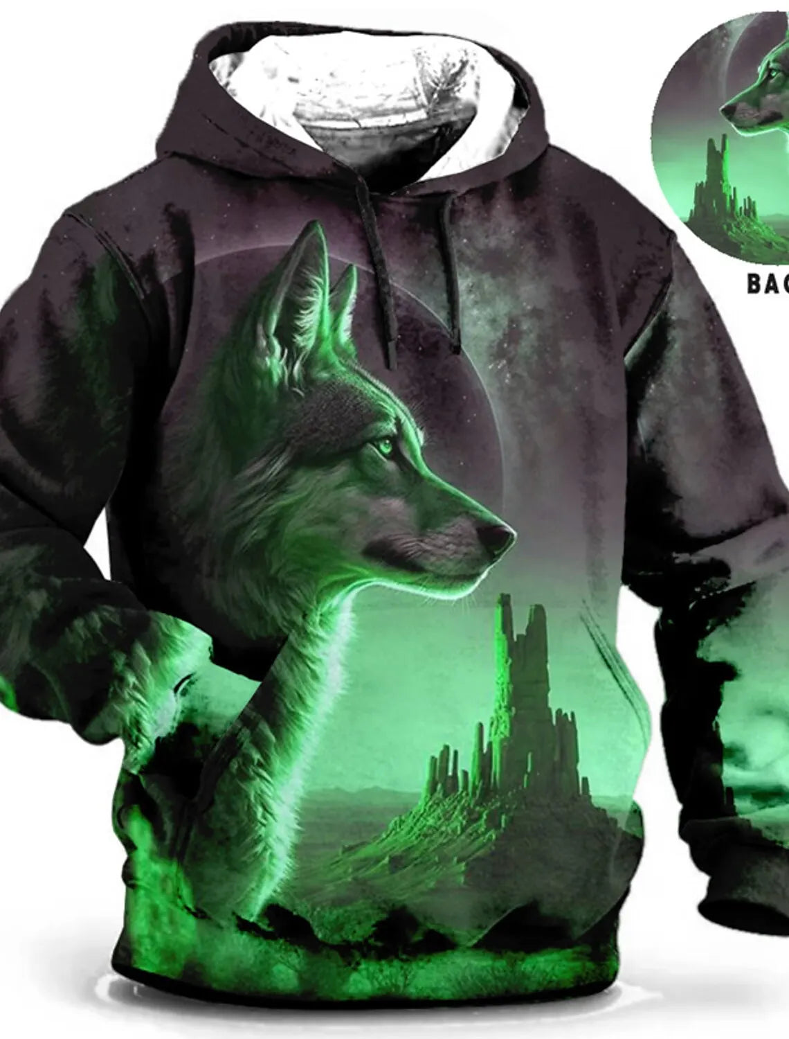 Unisex-Hoodie für Herren – modischer Pullover-Hoodie mit Kapuze, Animal-Print Wolf, Löwe, Drache und Tiger, 3D-Druck, lässiger Alltagshoodie