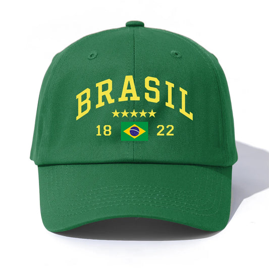 1pc BRASIL Print Baseball Cap for Adults,Minimalist Retro Style Casual Soft Adjustable Dad Hat,Perfect As Gift