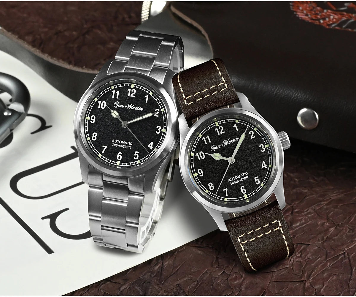 San Martin Simple Men's Watch 37mm Pilot Miyota 8215 Classic Military Explore Automatic Mechanical Watches Waterproof 100m