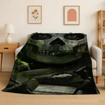 Call of Duty COD War Game Cartoon Flannel Blanket Soft Warm Throw Blanket for Bedroom Living Room Bed Travel Camping Picnic