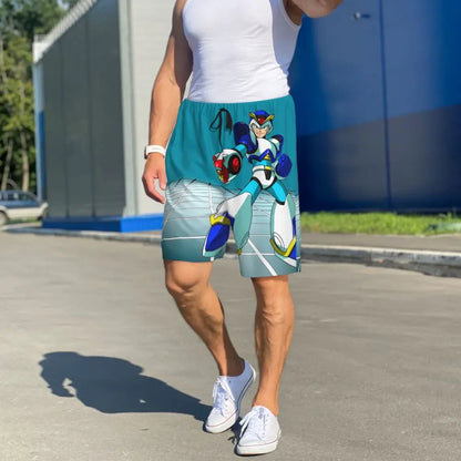 Pantalones cortos de pijama personalizados de Mega Man, para hombre, ropa de dormir, pantalones cortos de estar por casa, pantalones para dormir