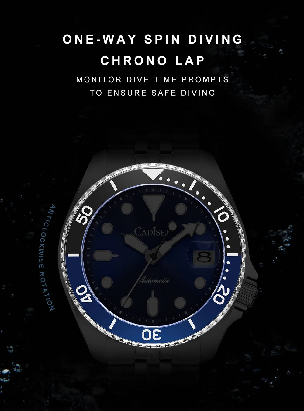 CADISEN New Luminous Men Mechanical Wristwatches Ceramic Bezel MIYOTA 8215 Sapphire Glass Automatic Watch Men Relogio Masculino