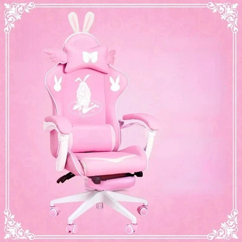Pink Gaming Chair High-quality Girls Cartoon Home Live Gamer Chair Comfortable Swivel Adjustable Office Computer Furniture