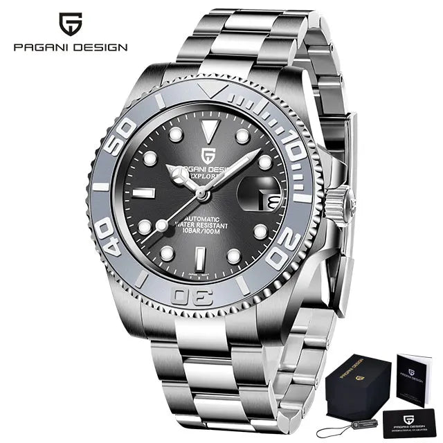 New PAGANI DESIGN 40mm Men's Wristwatch 100M Waterproof Mechanical Watches Ceramic bezel Sapphire Glass Automatic Men Watch 1651