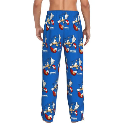 Pantalones de pijama personalizados para hombre con estampado «Soniced», con motivo de erizo, ropa de dormir, pantalones de estar por casa con bolsillos