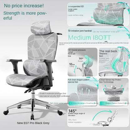 E07 Pro Ergonomic Office Chair Gaming Chair with Footrest, Adjustable Lumbar Support, Reclining Backrest, Comfortable Executive Desk Chair