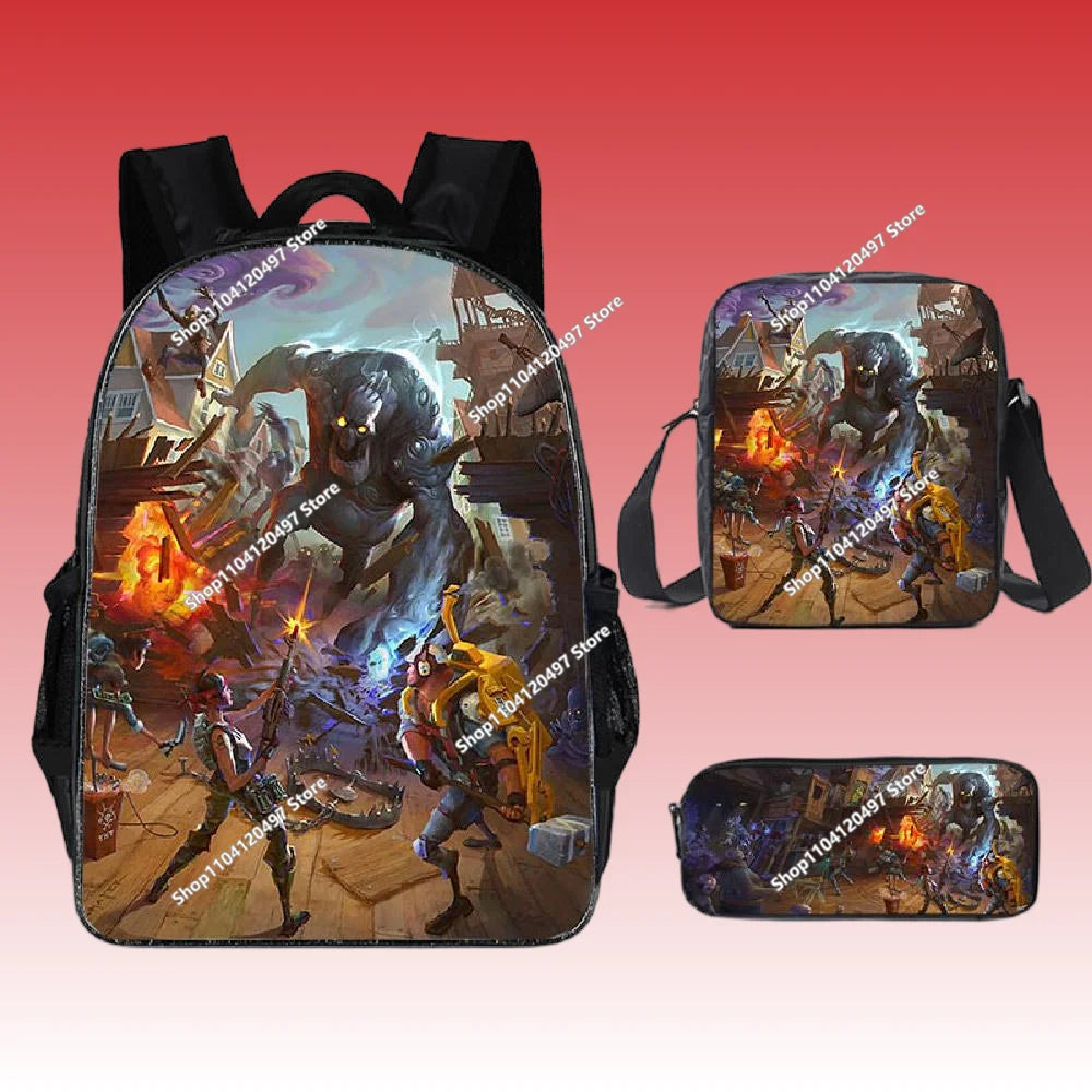 Fortnite Anime Character New Backpacks Cartoon Battle Royale Student 3-piece Set Book Bag Meal Box Pen Bag Anime Gifts