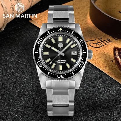 San Martin New 62mas 37mm Diver Men's Watch Classic Luxury Sapphire PT5000 SW200 Automatic Mechanical Watches Date 20Bar Luminous