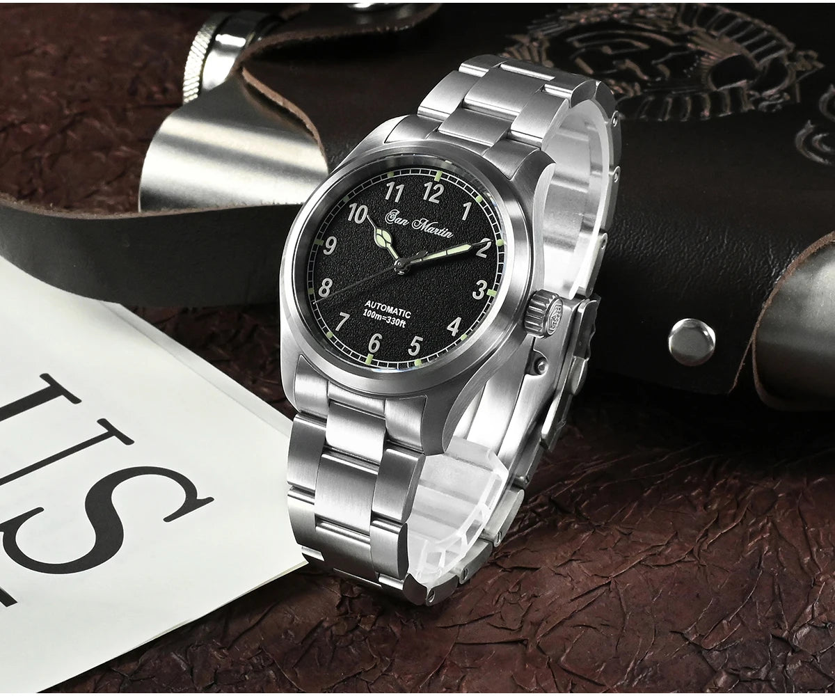 San Martin Simple Men's Watch 37mm Pilot Miyota 8215 Classic Military Explore Automatic Mechanical Watches Waterproof 100m