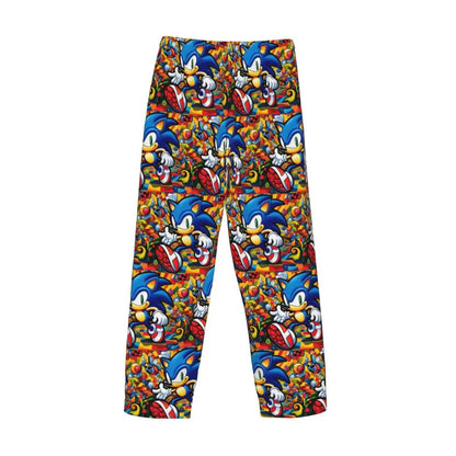 Pantalones de pijama personalizados para hombre con estampado «Soniced», con motivo de erizo, ropa de dormir, pantalones de estar por casa con bolsillos
