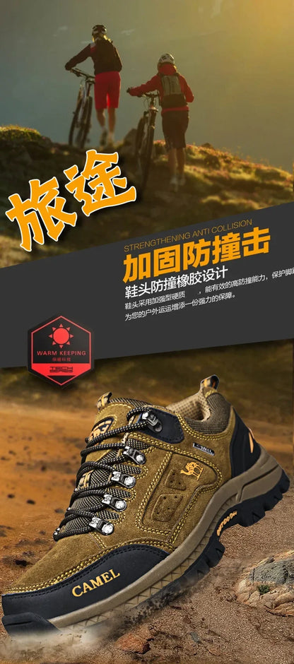 Suede Leather Men's Hiking Shoes Outdoor Trail Trekking Sneakers Men Non-slip Breathable Climbing Shoes Men's Mountain Sports Shoes