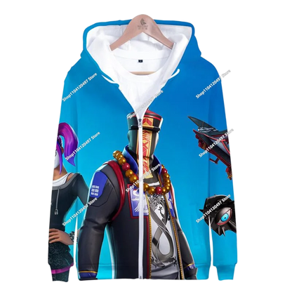 2024 New Game Zipper Hoodie Children's Sweatshirt Fortnite Pullover Sweatshirts Fashion Boys and Girls Clothing