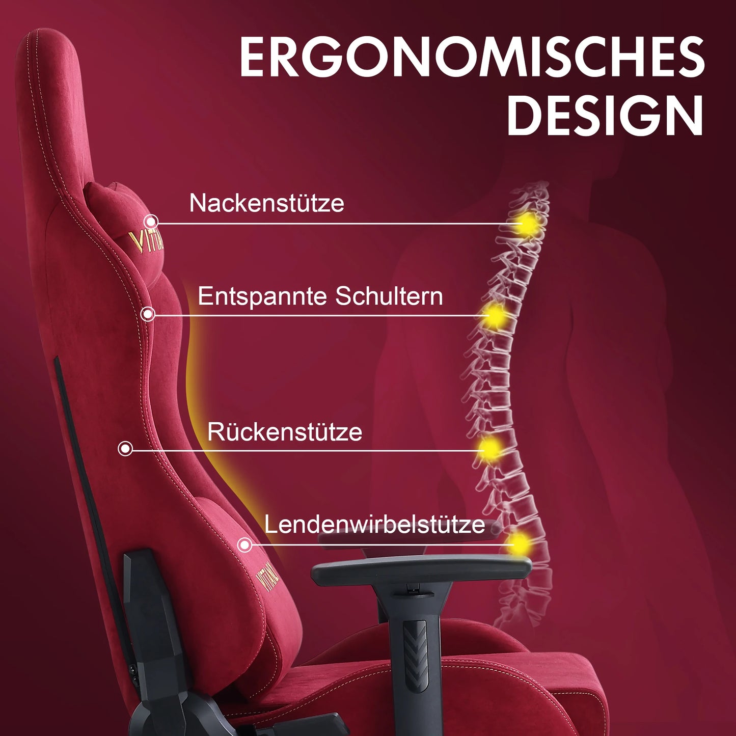 HAPIHAPPY Fashion Gaming Chair Genuine Leather Computer Office Chair with Footrest, Pocket Spring Cushion, Linkage Armrests, Ergonomic Game Chair