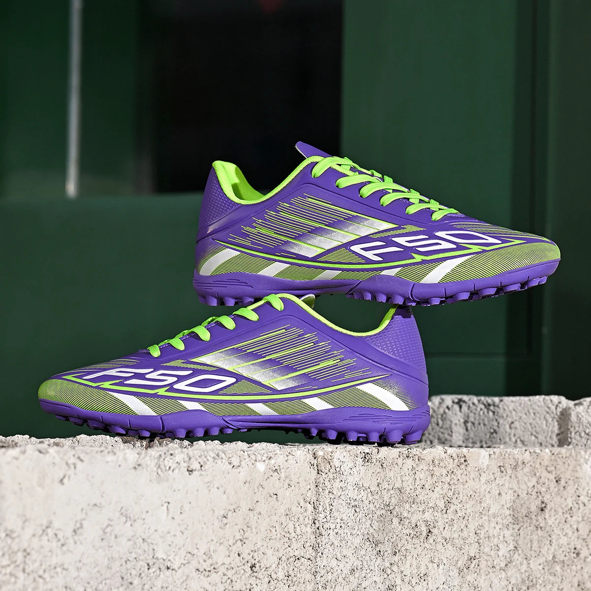 TF Soccer Cleats Children Kids Boys Girls PU Fabric Upper Rubber Sole Non-Slip Wear-Resistant Training Shoes