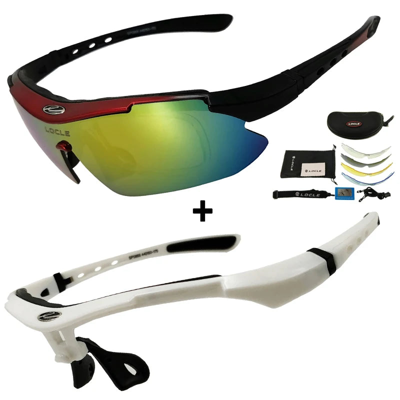 Ochelari de ciclism LOCLE UV400 polarizați pentru bărbați – pentru șosea, MTB, biciclete, pescuit, călărie – ochelari de protecție pentru ciclism
