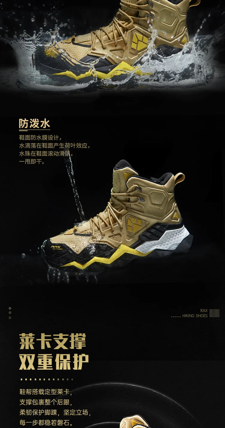 Rax Men's Waterproof Hiking Shoes Breathable Hiking Boots Outdoor Trekking Boots Sports Sneakers Tactical Shoes