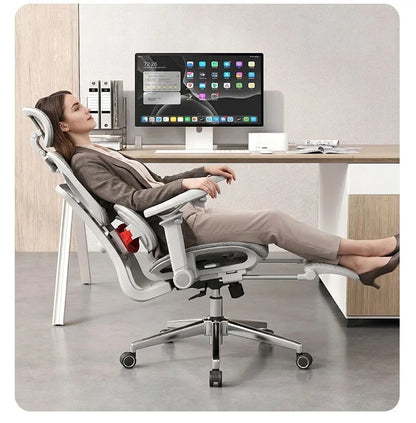 Chaise de bureau ergonomique, chaise de jeu pour ordinateur domestique, base en alliage d'aluminium