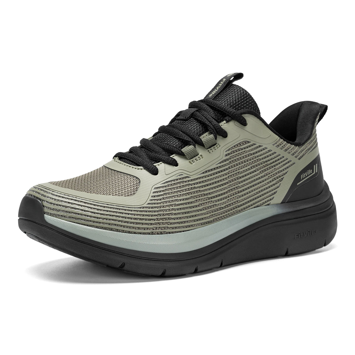 Fittington Men's Walking Shoes Extra Wide Sneakers Comfortable Lightweight Running Sports Shoes with Arch Support for Flat Feet