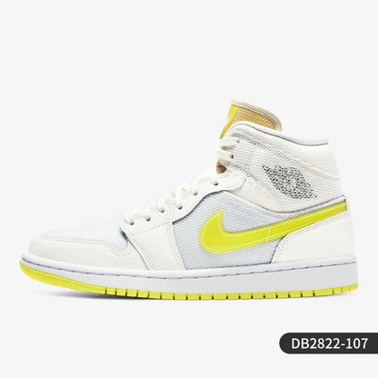 Aito Nike Air Jordan 1 Mid AJ1 Lakers -koripallokengät, puolikorkeat, DB2822-107