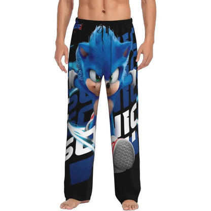 Pantalones de pijama personalizados para hombre con estampado «Soniced», con motivo de erizo, ropa de dormir, pantalones de estar por casa con bolsillos