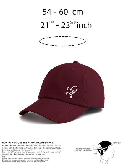 1pc HEART Print Baseball Cap for Adults,Minimalist Retro Style Casual Soft Adjustable Dad Hat,Perfect As Gift