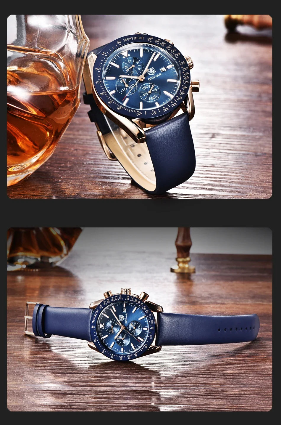 Orologio da uomo BENYAR 5140, orologio sportivo casual, orologio al quarzo di lusso impermeabile, cronografo militare di marca di alta gamma.