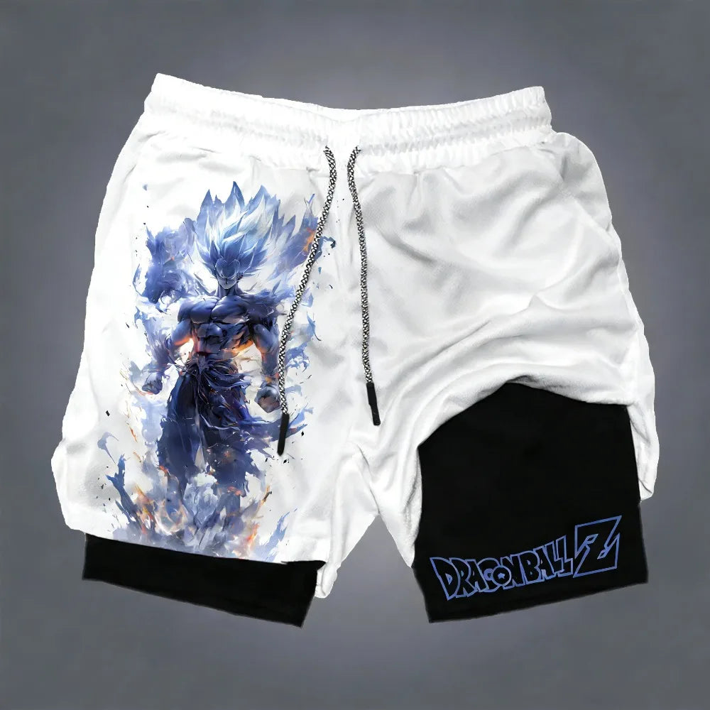 Pantalones cortos unisex de verano con estampado de anime de Dragon Ball Goku, estilo Harajuku, nuevos, holgados, deportivos, transpirables, de secado rápido y de doble capa