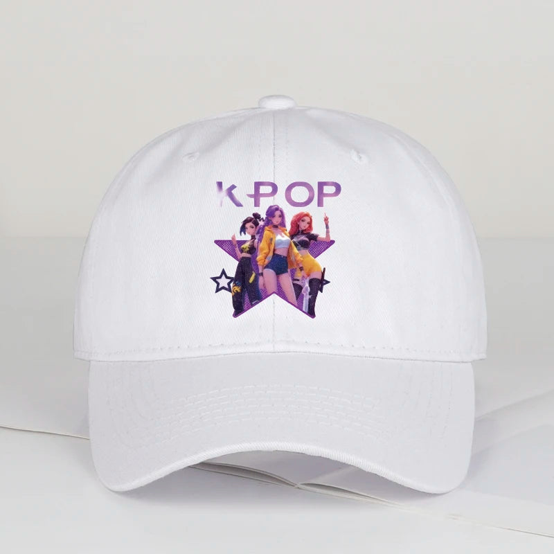K-POP crtani otisak djevojaka iz grupe, mekana bejzbol kapa s mekanim vrhom - uniseks ležerna retro podesiva kapa za oca - Y2K sunčana kapa