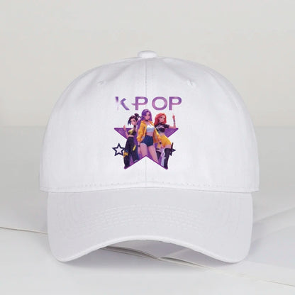 K-POP crtani otisak djevojaka iz grupe, mekana bejzbol kapa s mekanim vrhom - uniseks ležerna retro podesiva kapa za oca - Y2K sunčana kapa
