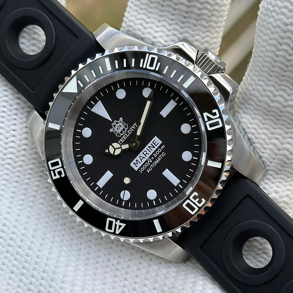 STEELDIVE SD1954 Black Dial 41MM Stainless Steel NH35 Automatic Movement What Ghost Men's 300M Dive Watch Sapphire Glass