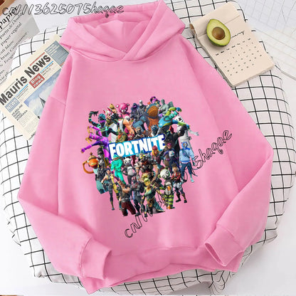 Casacos com capuz Fortnites para criança, sweatshirts anime Fortress Night, hoodies de jogo para primavera e outono, roupa desportiva infantil, presente