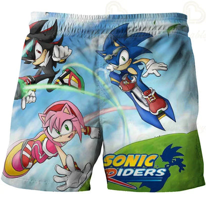 Pantalones infantiles de moda impresos en 3D: pantalones cortos S-Sonici, ropa de playa para niños, bañadores, trajes de baño, pantalones cortos de playa y pantalones