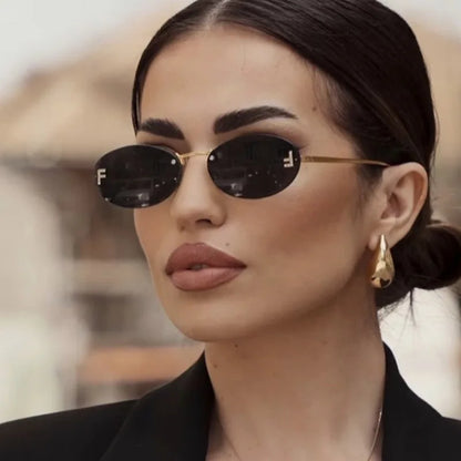 Zestaw 3 par damskich modnych okularów przeciwsłonecznych bez oprawek w stylu retro, małe owalne, ze stopu metali, eleganckie okulary przeciwsłoneczne z gradientowymi szkłami, okulary na zewnątrz i w podróży