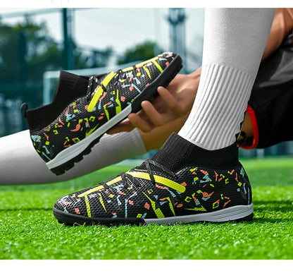 LiXingMing Football Boots Men White Professional High-Tops Soccer Society Cleats Football Shoes Non-Slip Match Training Sneakers