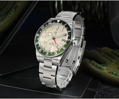 San Martin 39mm NH34 GMT Men's Luxury Watch Bidirectional Aluminum Bezel Automatic Mechanical Sapphire 100M Waterproof SN0109