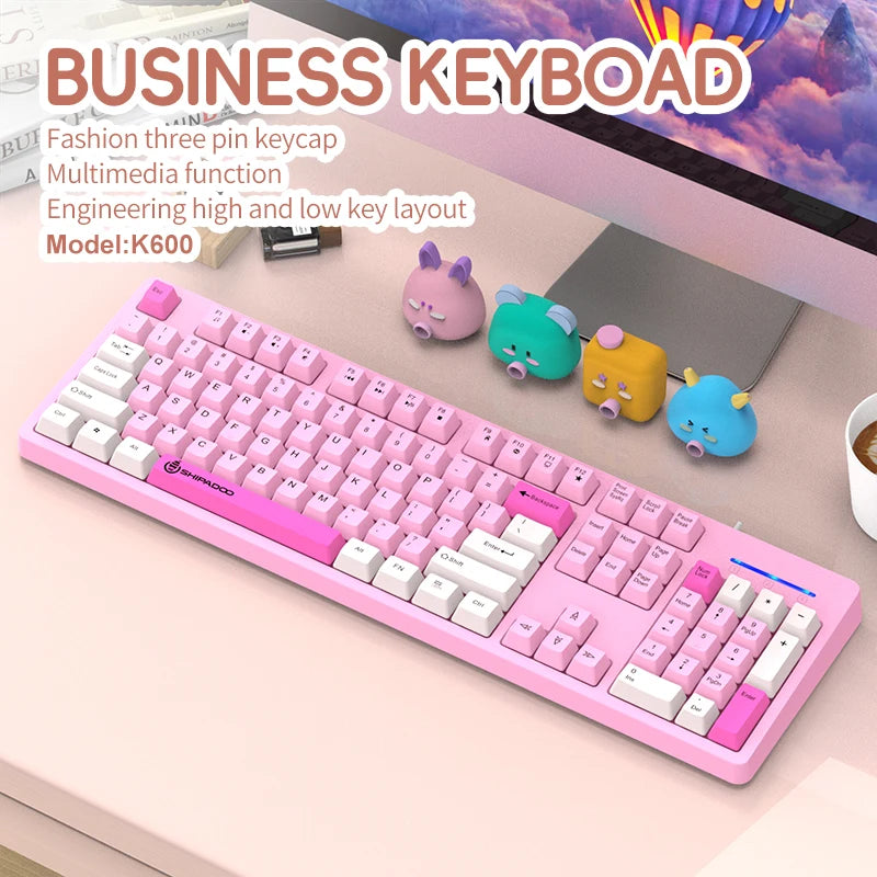 104 Keys Wired Gaming Keyboard Ergonomics Splash Water Colorful ABS Wear-resistant Keycaps Keyboards with Technology Light Key