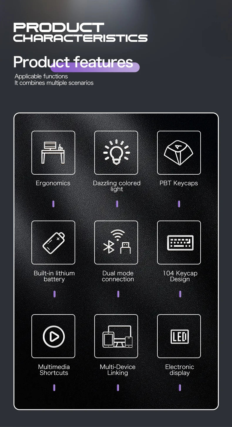 XUNFOX  TK100 wireless 2.4 keyboard Bluetooth dual-mode game silent office notebook universal keyboard