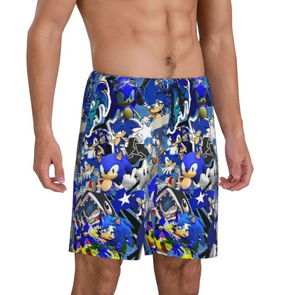 Pantalones cortos de pijama personalizados de Sonic the Hedgehog para hombre, para dormir y estar por casa