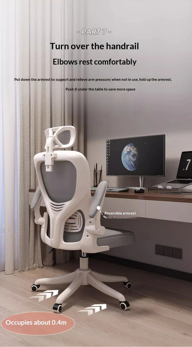 Ergonomic Office Chair Adjustable Lumbar Support Mesh High Back Swivel Computer Gaming Chair Reclining Armrest White Black