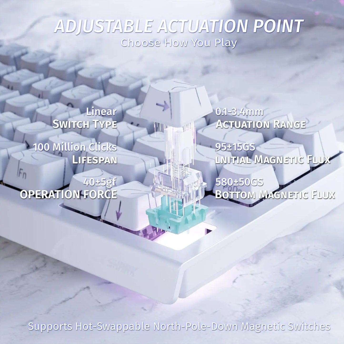 ATTACK SHARK X68 HE Rapid Trigger Mechanical Gaming Keyboard 60% Wired with Adjustable Actuation,Hall Effect Magnetic Switch,8KH