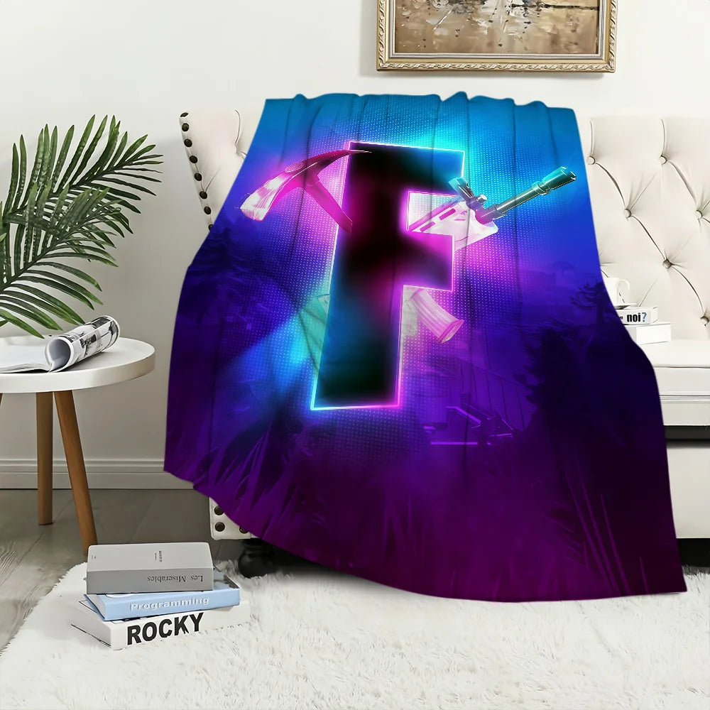 F-Fortnite Logo Game Blanket For Soft Throw Blanket for Picnic Bed Sofa Home Bedroom Cozy Warm Comfortable