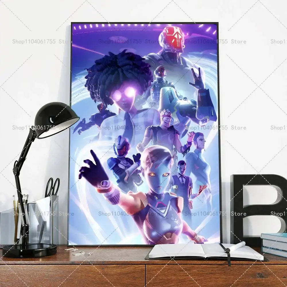 F-Fortnites-Game beliebtes Poster, selbstklebender Kunst-Wandsticker aus wasserfestem Papier für Café, Bar und Zimmerdekor
