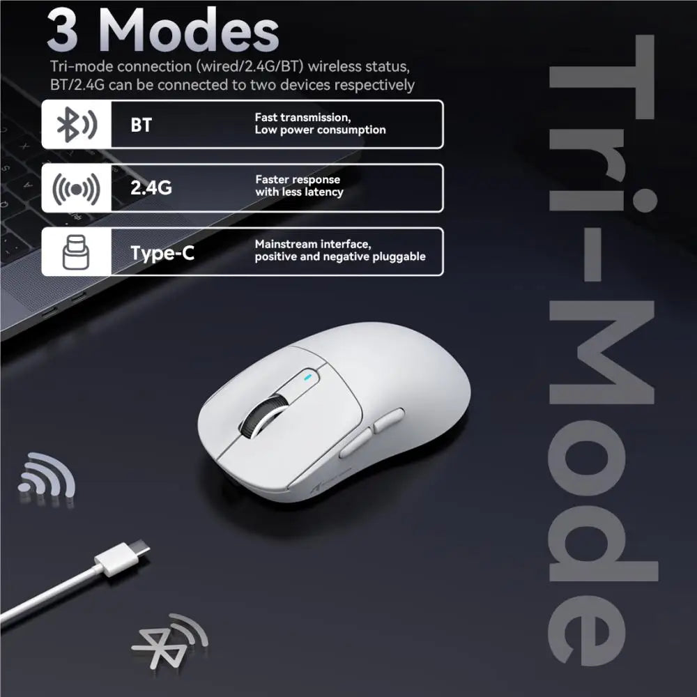 X3 Gaming Mouse Wireless ATTACK SHARK, punainen, 4K-palautusnopeus, Bluetooth Tri-Mode -yhteys, PAW3395, makroilla varustettu Bluetooth-pelihiiri