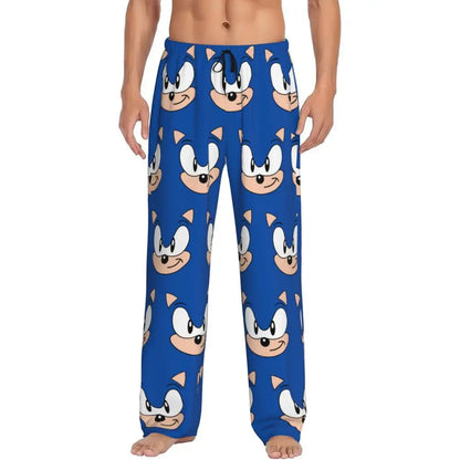 Pantalones de pijama personalizados para hombre con estampado «Soniced», con motivo de erizo, ropa de dormir, pantalones de estar por casa con bolsillos