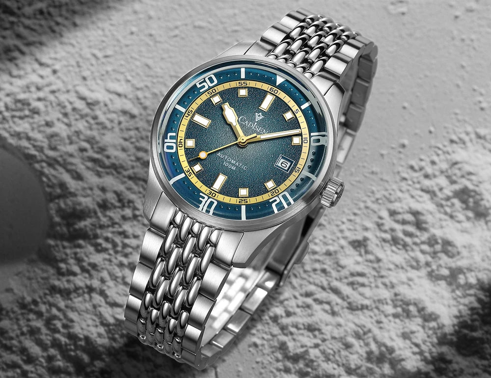CADISEN Automatic Mechanical Watch Men's Silver Business Casual Waterproof Watch Japan MIYOTA 8215 Movement Domed Glass Men's Watch