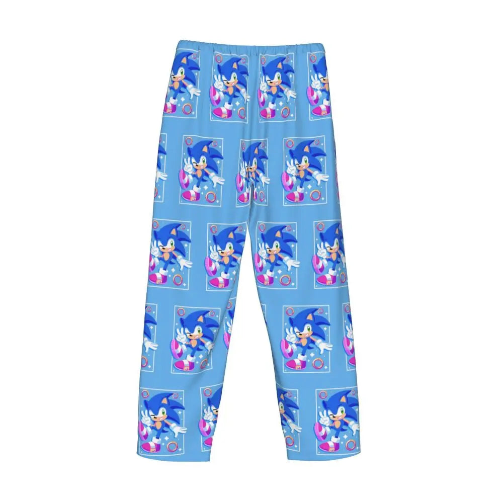 Pantalones de pijama personalizados para hombre con estampado «Soniced», con motivo de erizo, ropa de dormir, pantalones de estar por casa con bolsillos